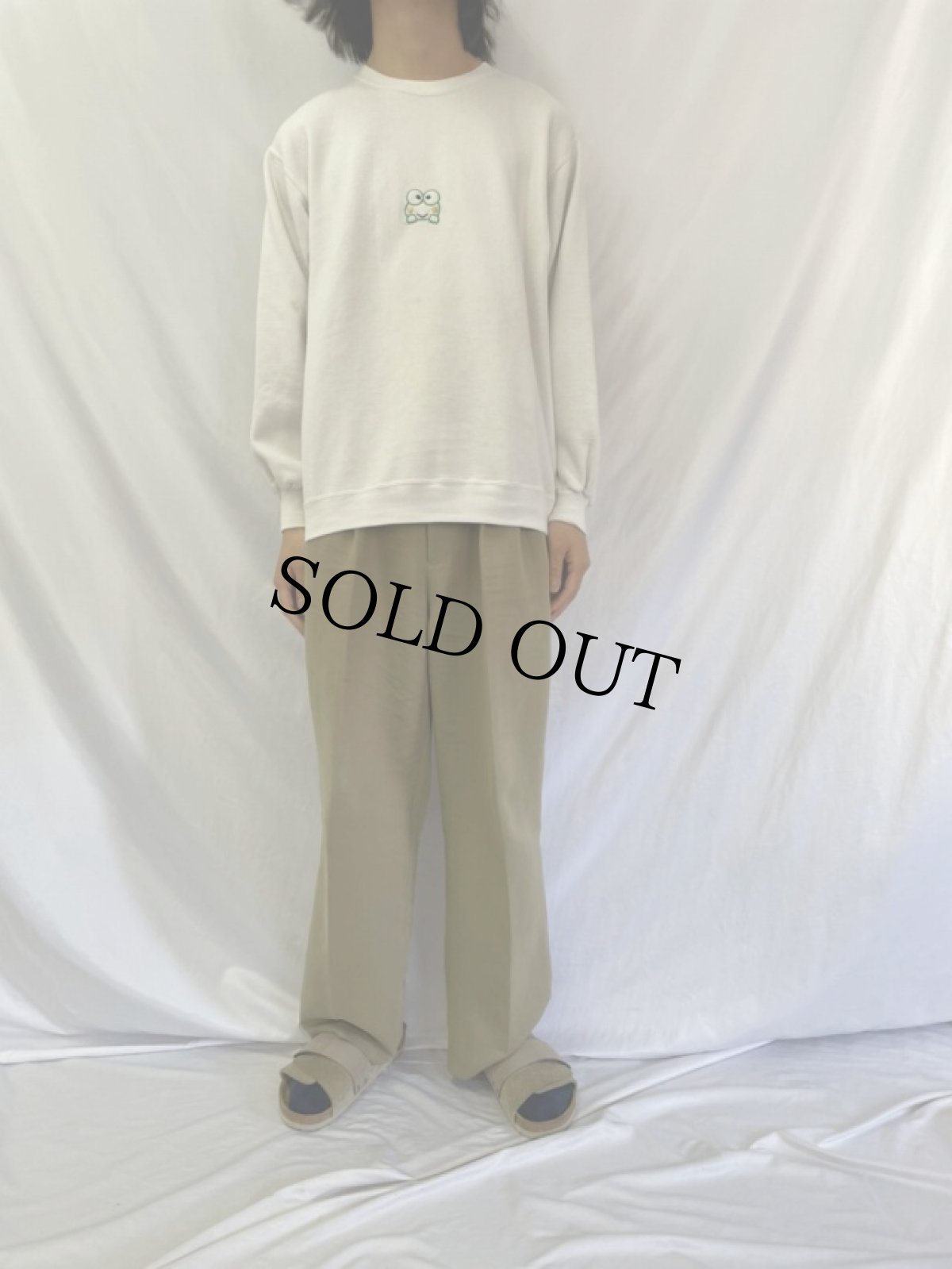 画像2: 90's けろけろけろっぴ USA製 キャラクター刺繍スウェット XL (2)