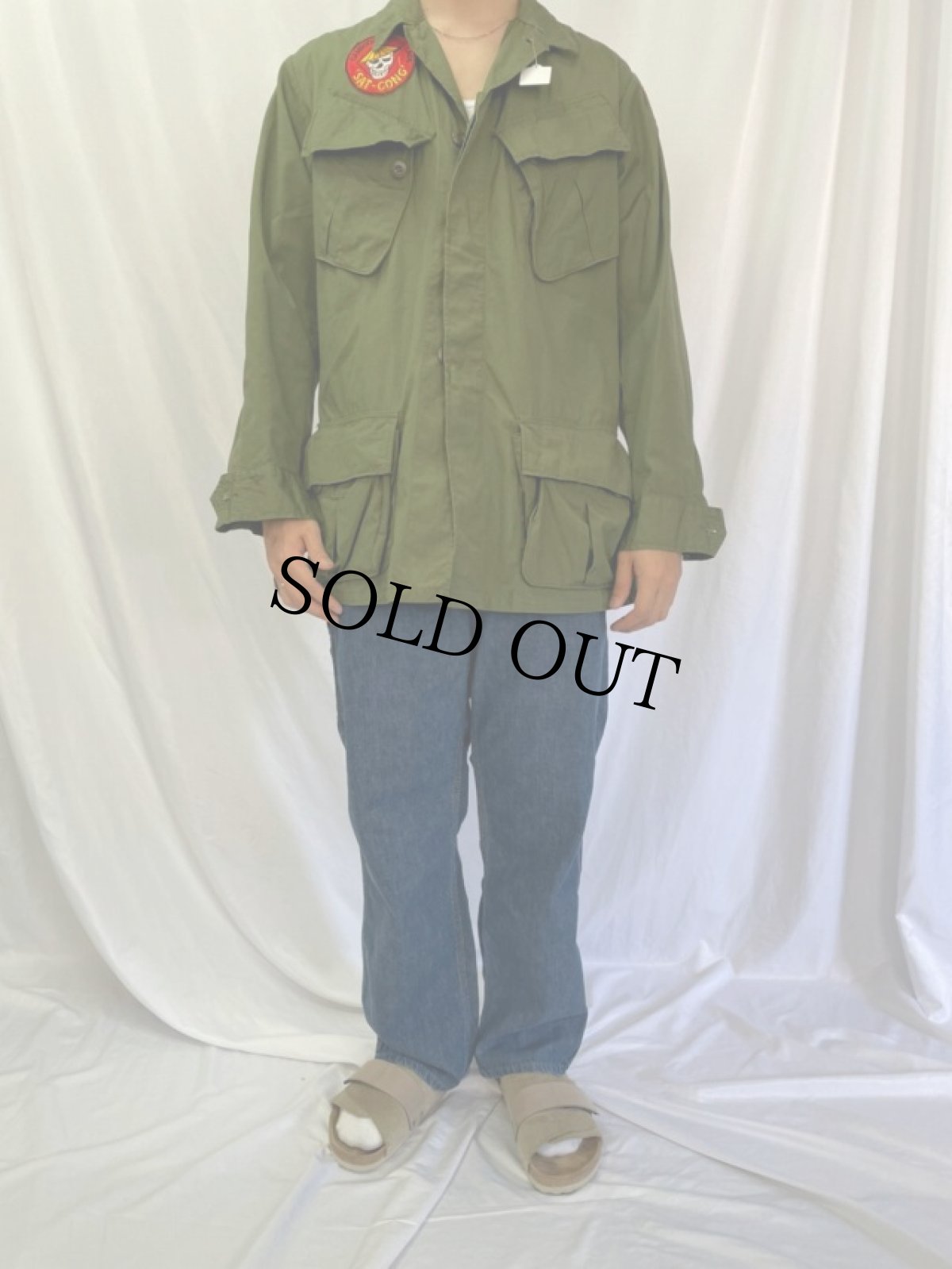 画像2: 60's U.S.ARMY "SAT-VONG" パッチ付き ジャングルファティーグジャケット 4th SMALL-REGULAR (2)