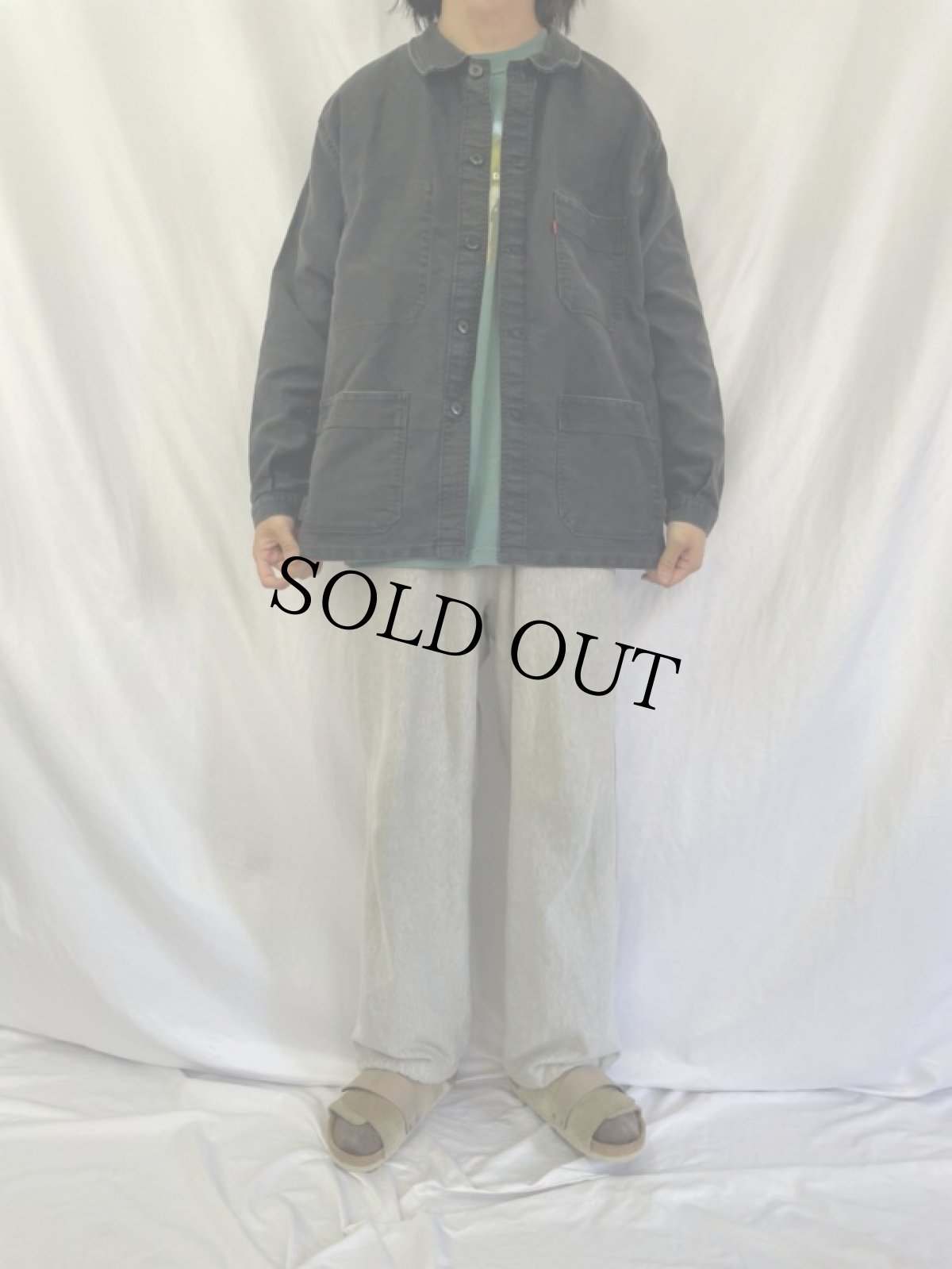 画像2: ADOLPHE LAFONT ブラックモールスキン ワークジャケット (2)