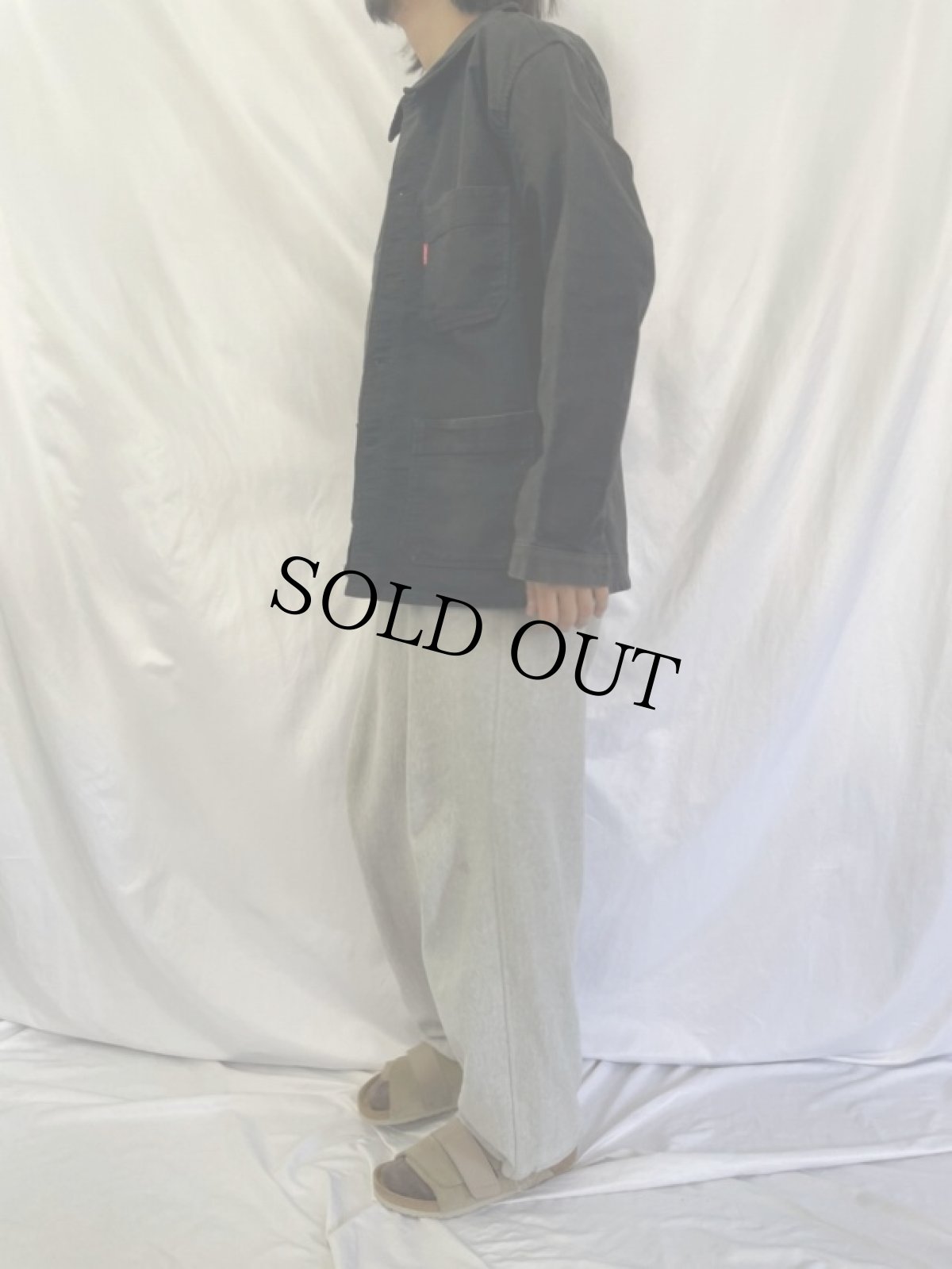 画像3: ADOLPHE LAFONT ブラックモールスキン ワークジャケット (3)