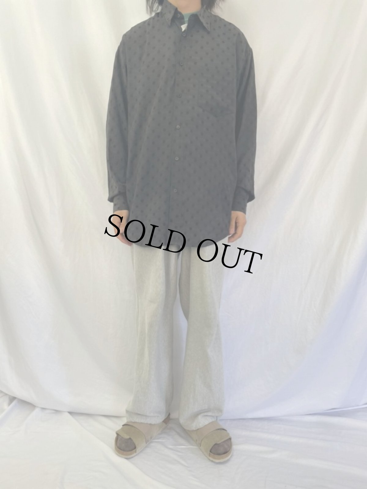画像2: ドット柄 ボタンダウンシャツ XL (2)