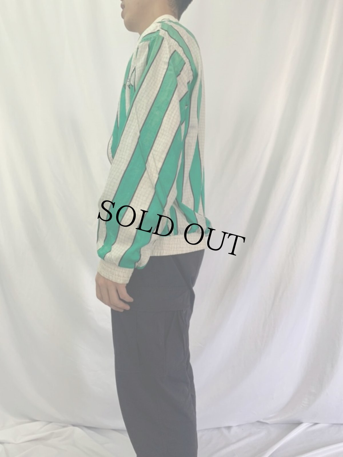 画像3: 80's adidas ストライプ柄 ナイロンブルゾン M (3)