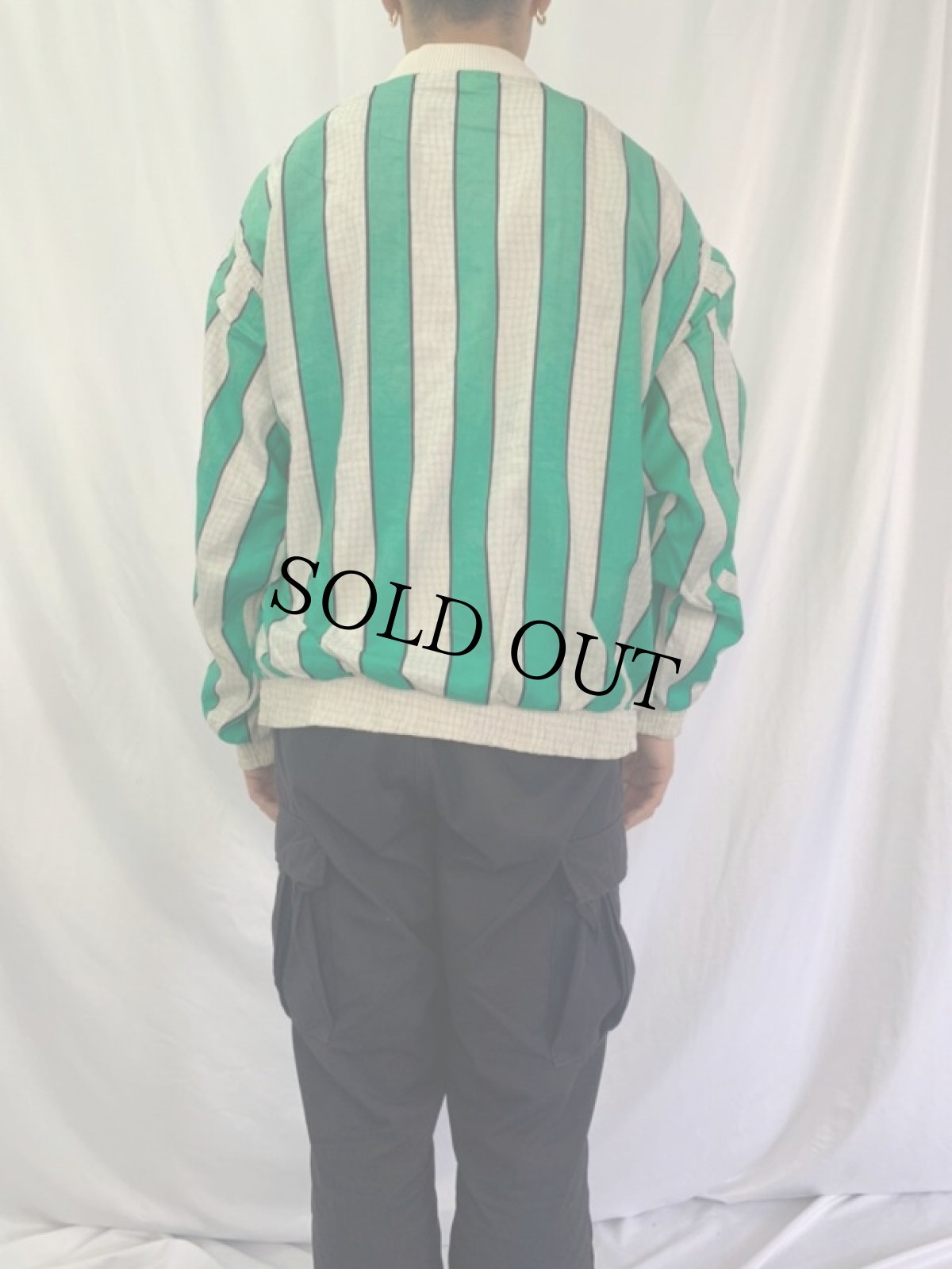 画像4: 80's adidas ストライプ柄 ナイロンブルゾン M (4)