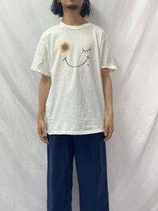 画像2: 90's MAZE USA製 フラワーアートTシャツ L (2)