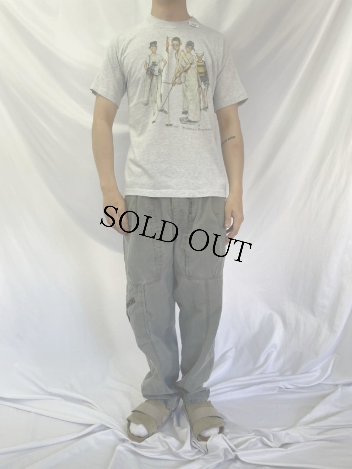 画像2: 90's Norman Rockwell "Boys Golf" アートイラストTシャツ (2)