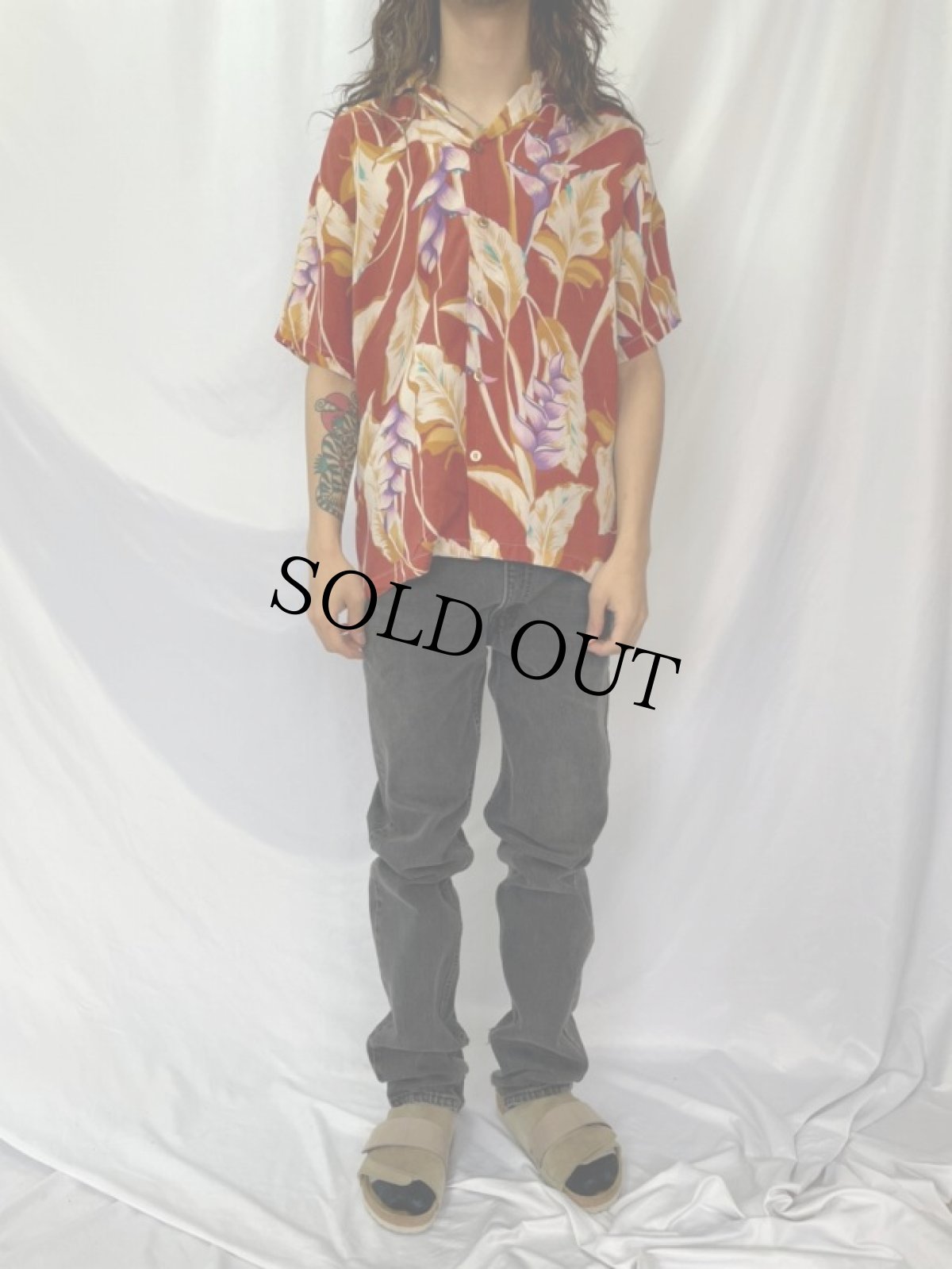 画像2: 90's HANG TEN 総柄 アロハシャツ (2)