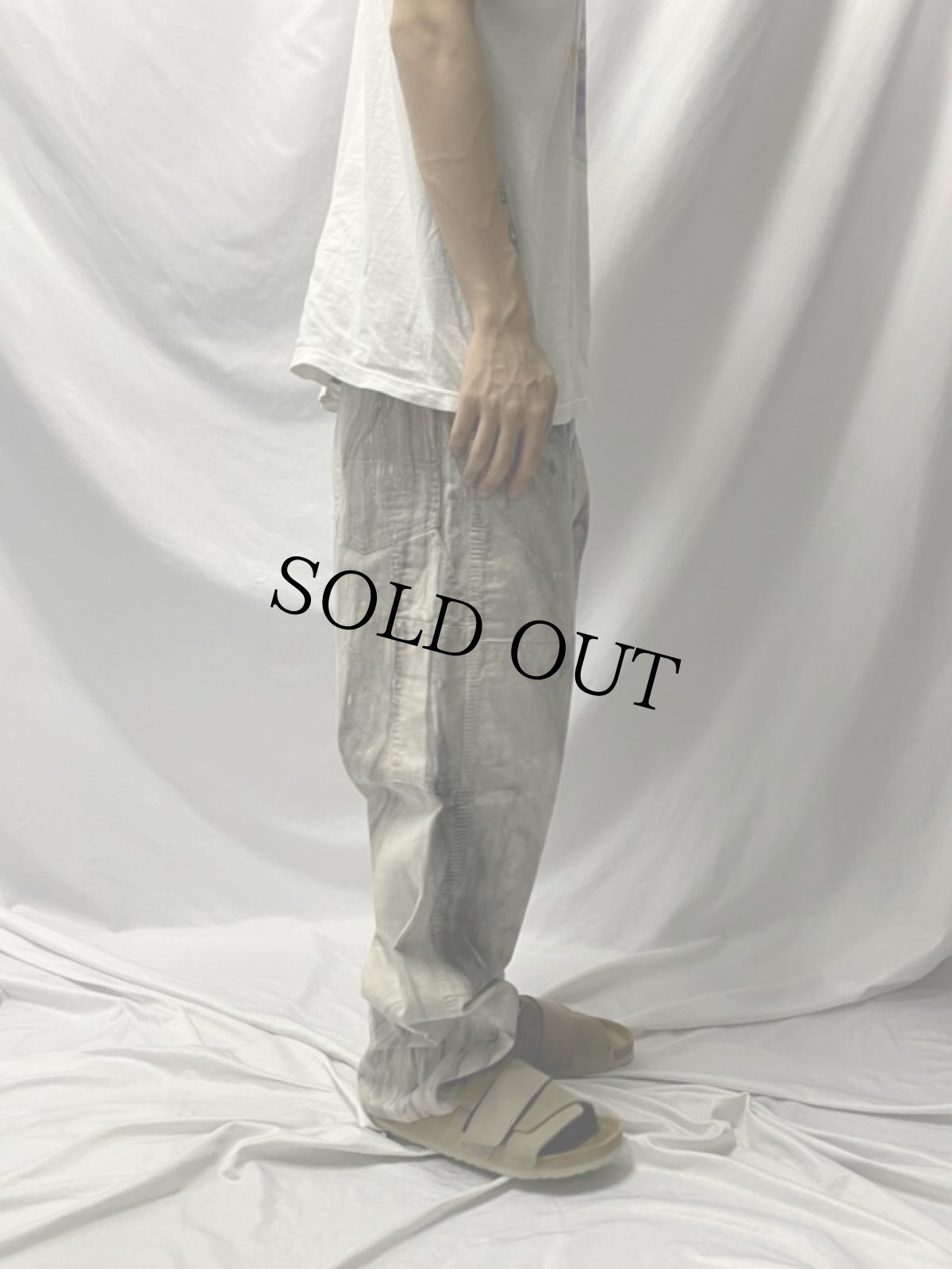 画像3: 80's マーブル染め ダブルニー コットンペインターパンツ W35 (3)