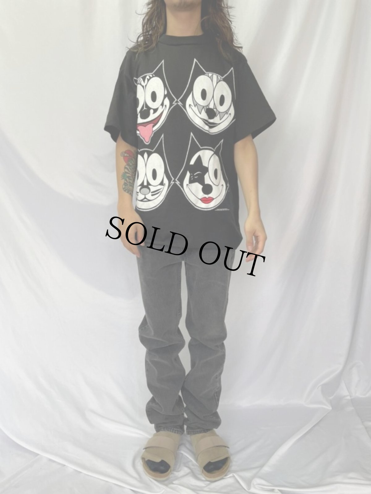 画像2: 90's FELIX "KISS" USA製 キャラクターパロディTシャツ DEADSTOCK L (2)