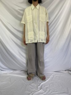 画像2: GUAYABERA フルジップ キューバシャツ XL (2)