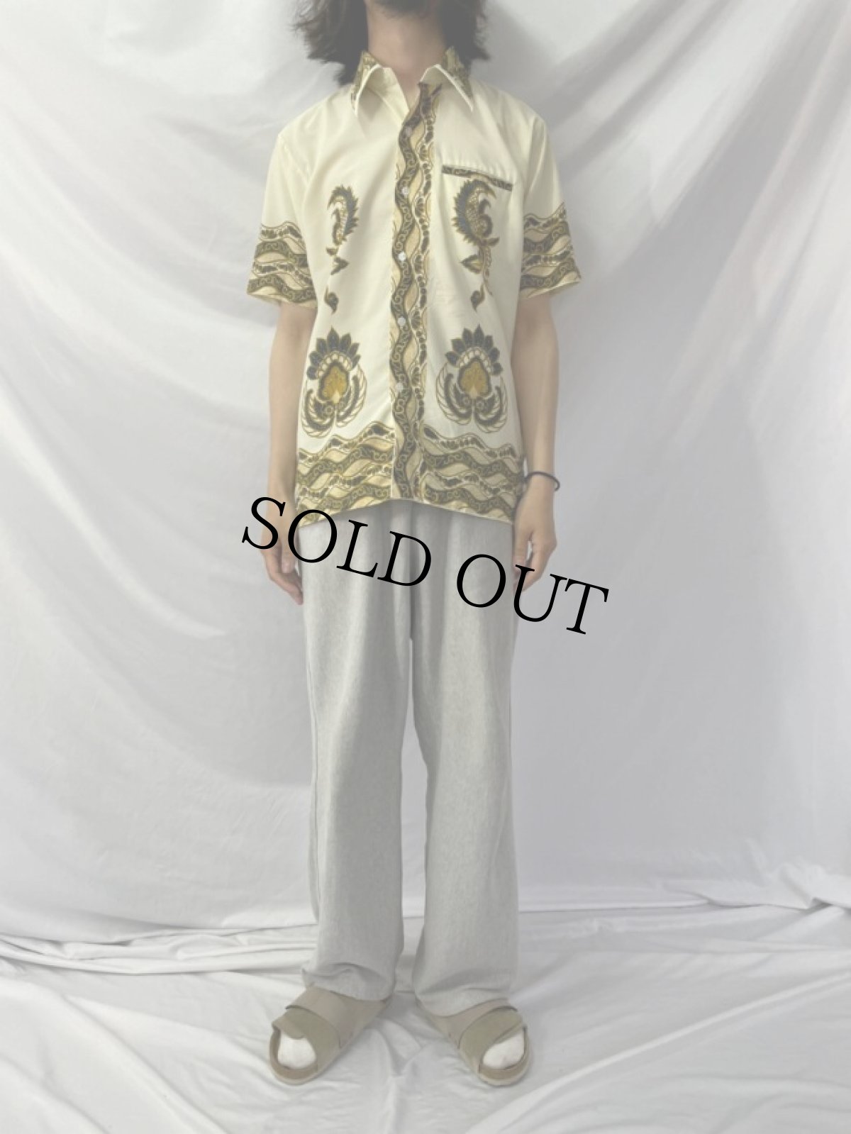 画像2: バティック柄 コットンシャツ L (2)