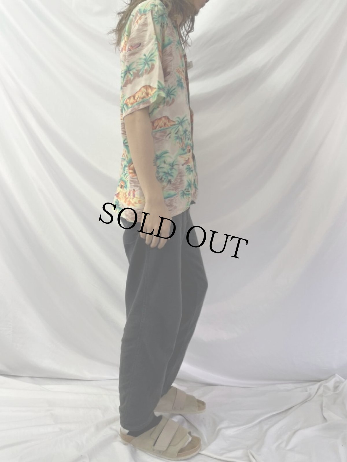 画像3: 60's オールオーバーパターン アロハシャツ L (3)