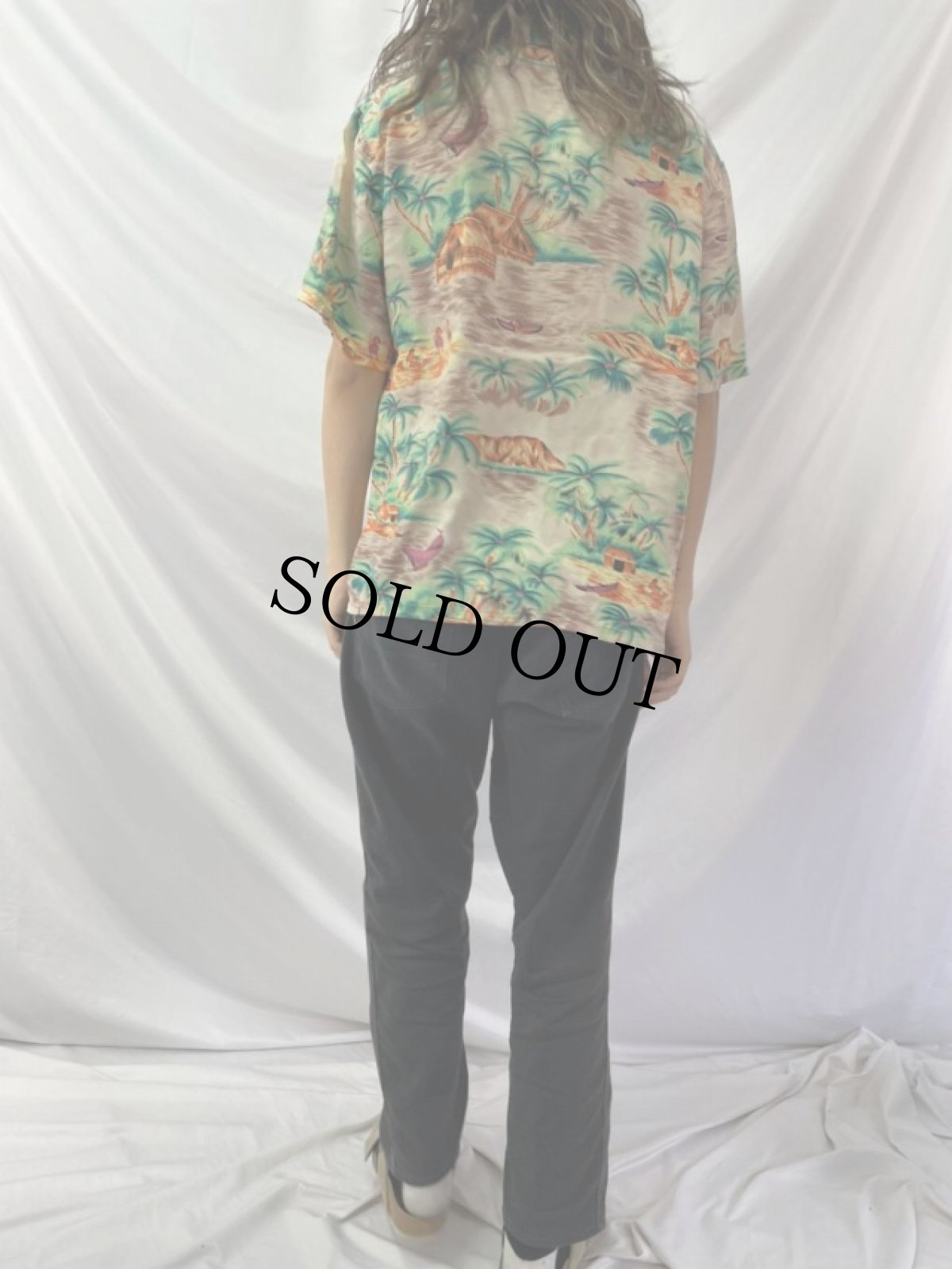 画像4: 60's オールオーバーパターン アロハシャツ L (4)