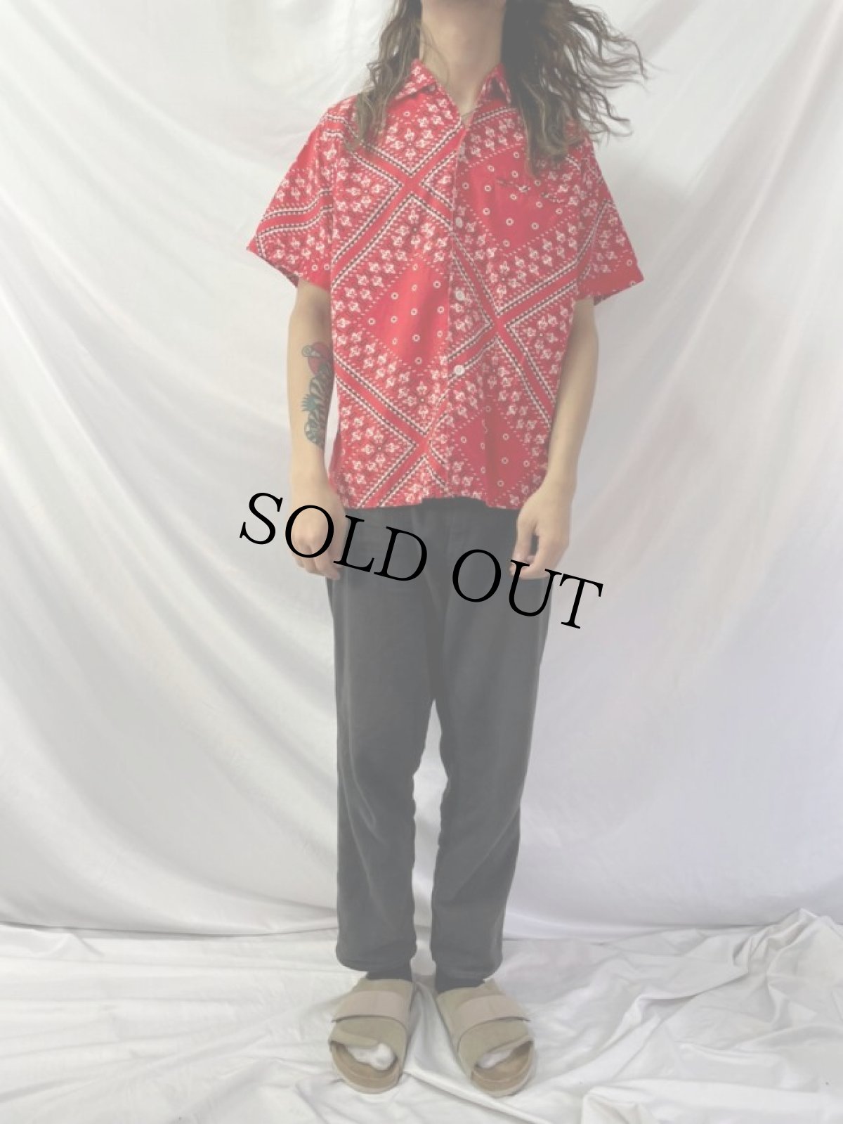 画像2: 50's TOM SAWYER バンダナ柄 オープンカラーシャツ (2)