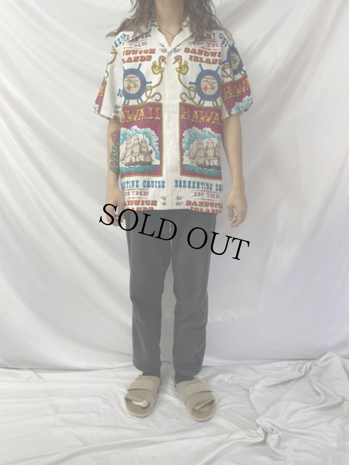 画像2: 80's JAGUNA 総柄 オープンカラーシャツ (2)