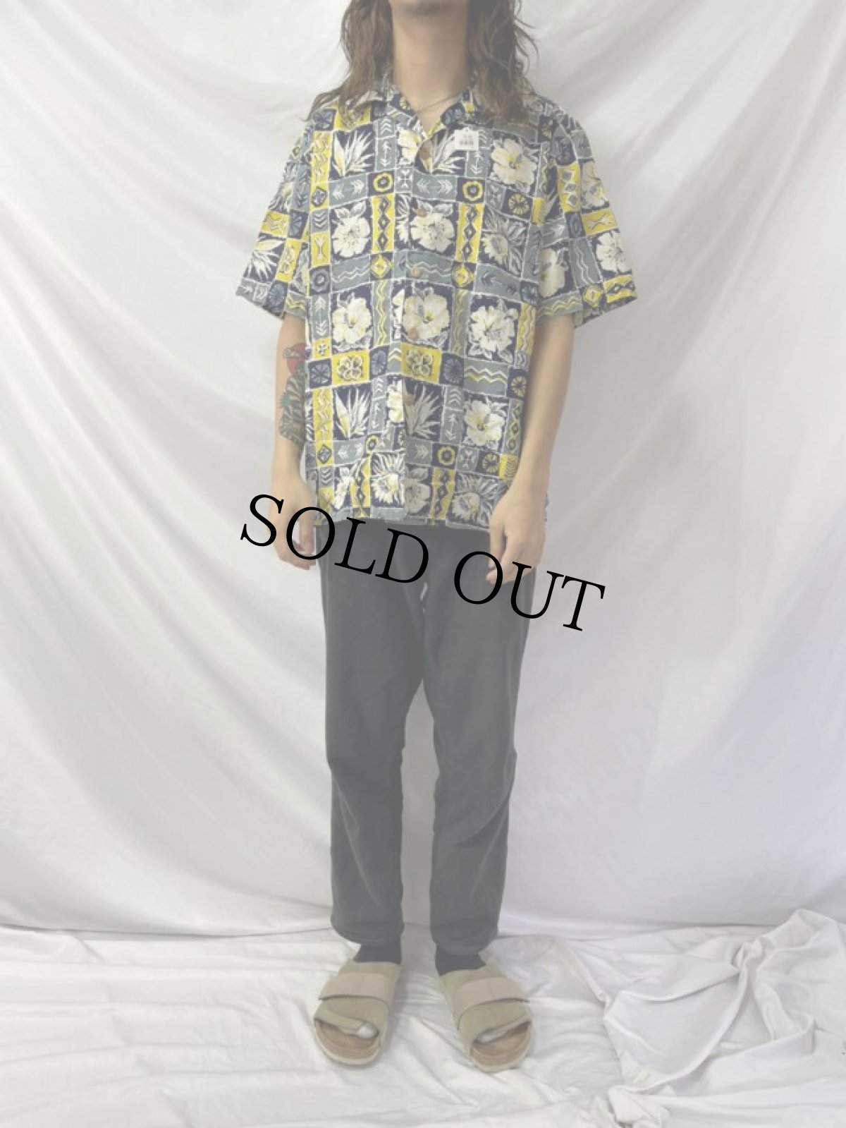 画像2: 70's ハイビスカス柄 アロハシャツ (2)