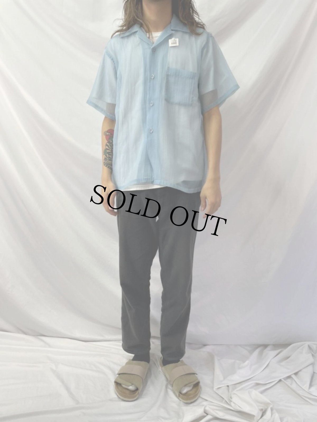 画像2: 50's Gentry ナイロンシアサッカーシャツ M (2)