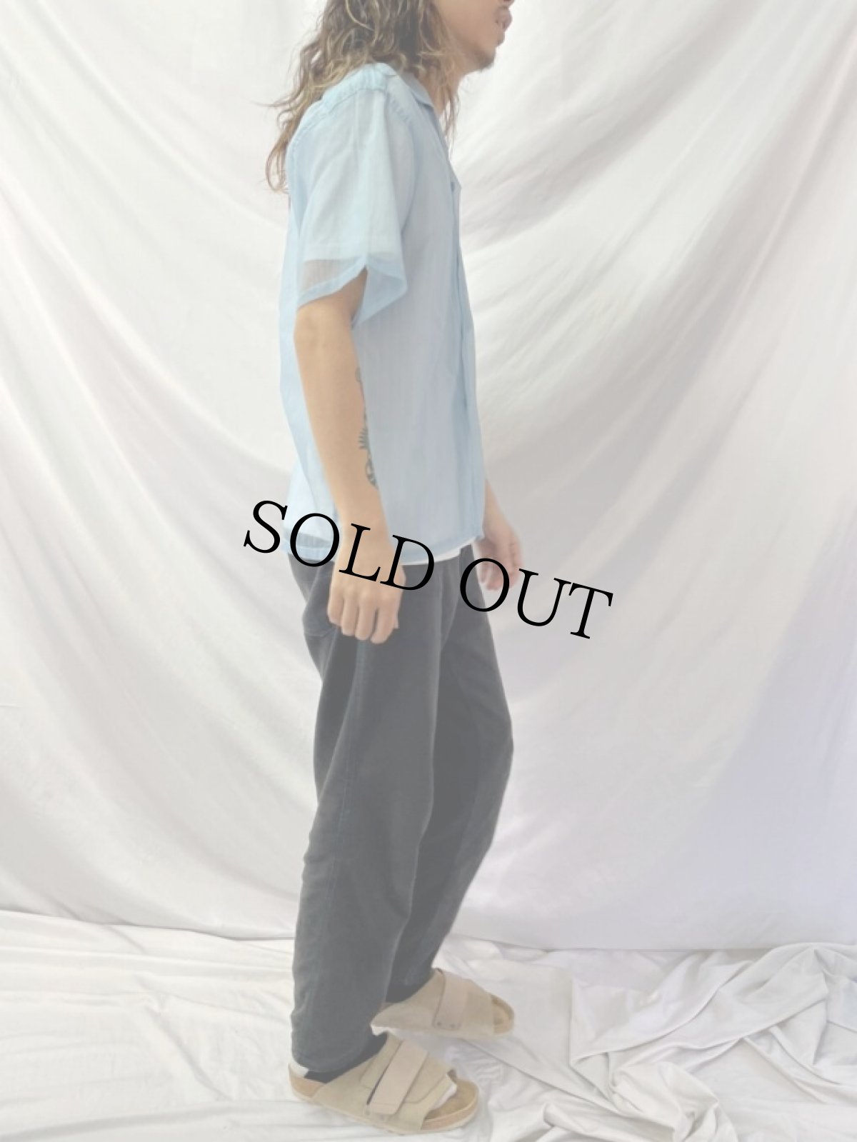 画像3: 50's Gentry ナイロンシアサッカーシャツ M (3)