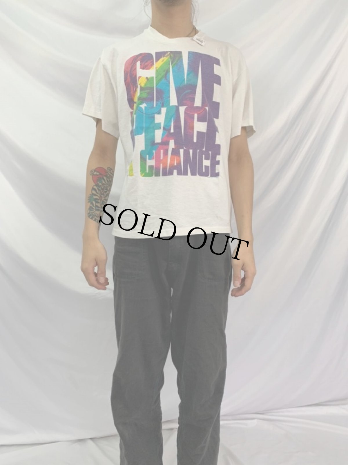 画像2: 90's JOHN LENNON USA製 "GIVE PEACE A CHANCE" ミュージシャンTシャツ L (2)