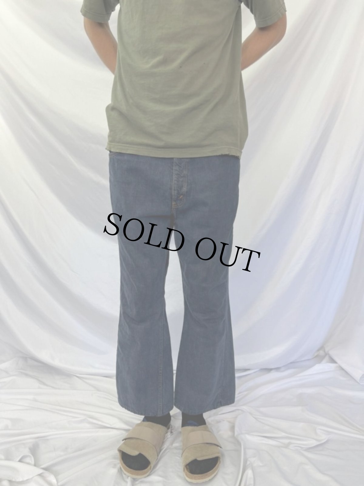 画像2: 60〜70's Levi's BIGE バットダイベルボトムデニムパンツ W37 (2)