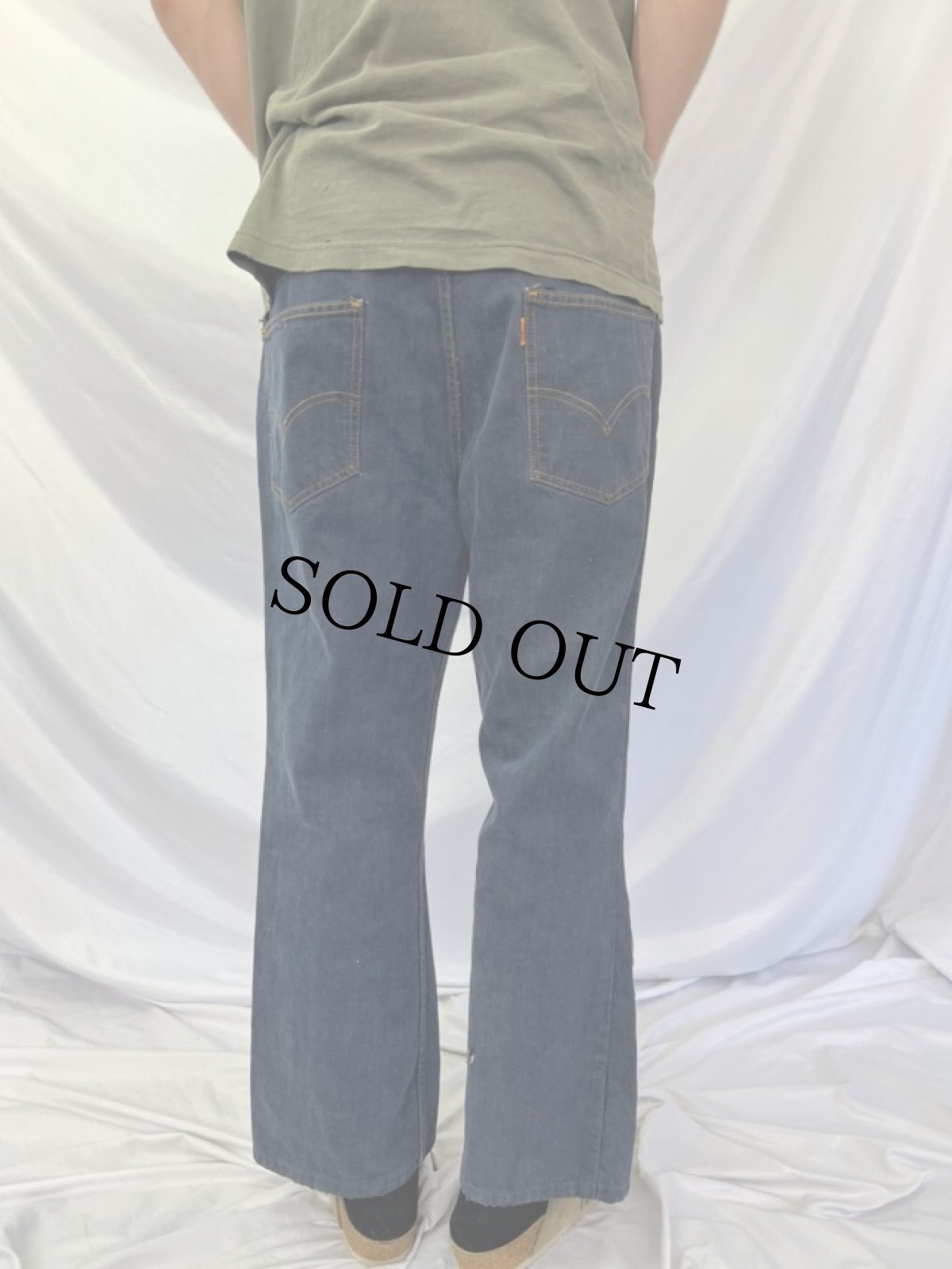 画像4: 60〜70's Levi's BIGE バットダイベルボトムデニムパンツ W37 (4)