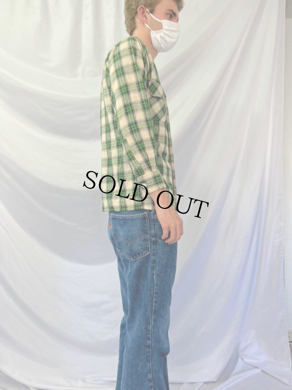 画像3: 60's〜 Takiya JAPAN製 チェック柄 オープンカラーシャツ M (3)