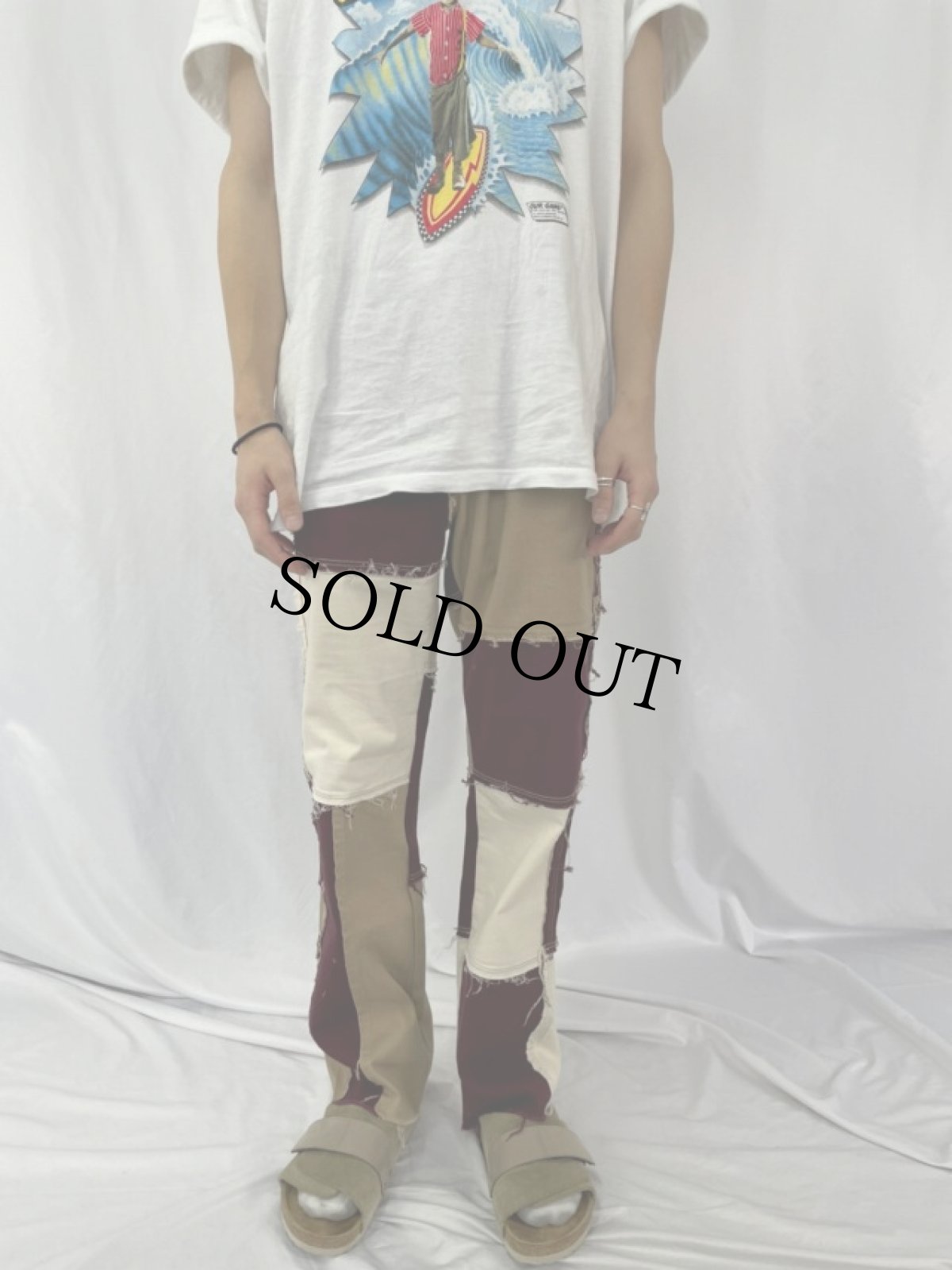 画像2: Jeans パッチワーク デザインパンツ W35 (2)