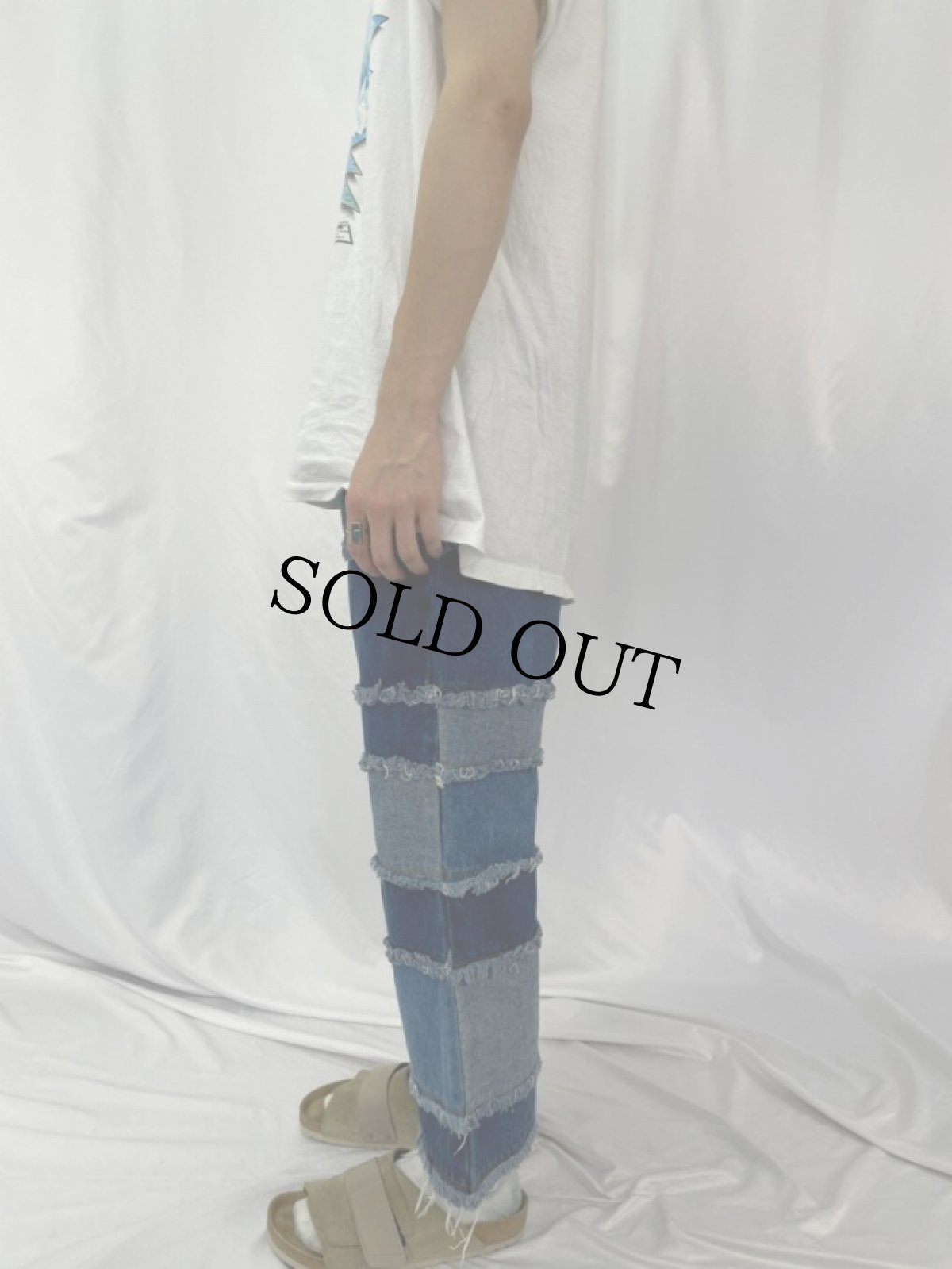 画像3: zanadi パッチワークフレアデニムパンツ W34 (3)