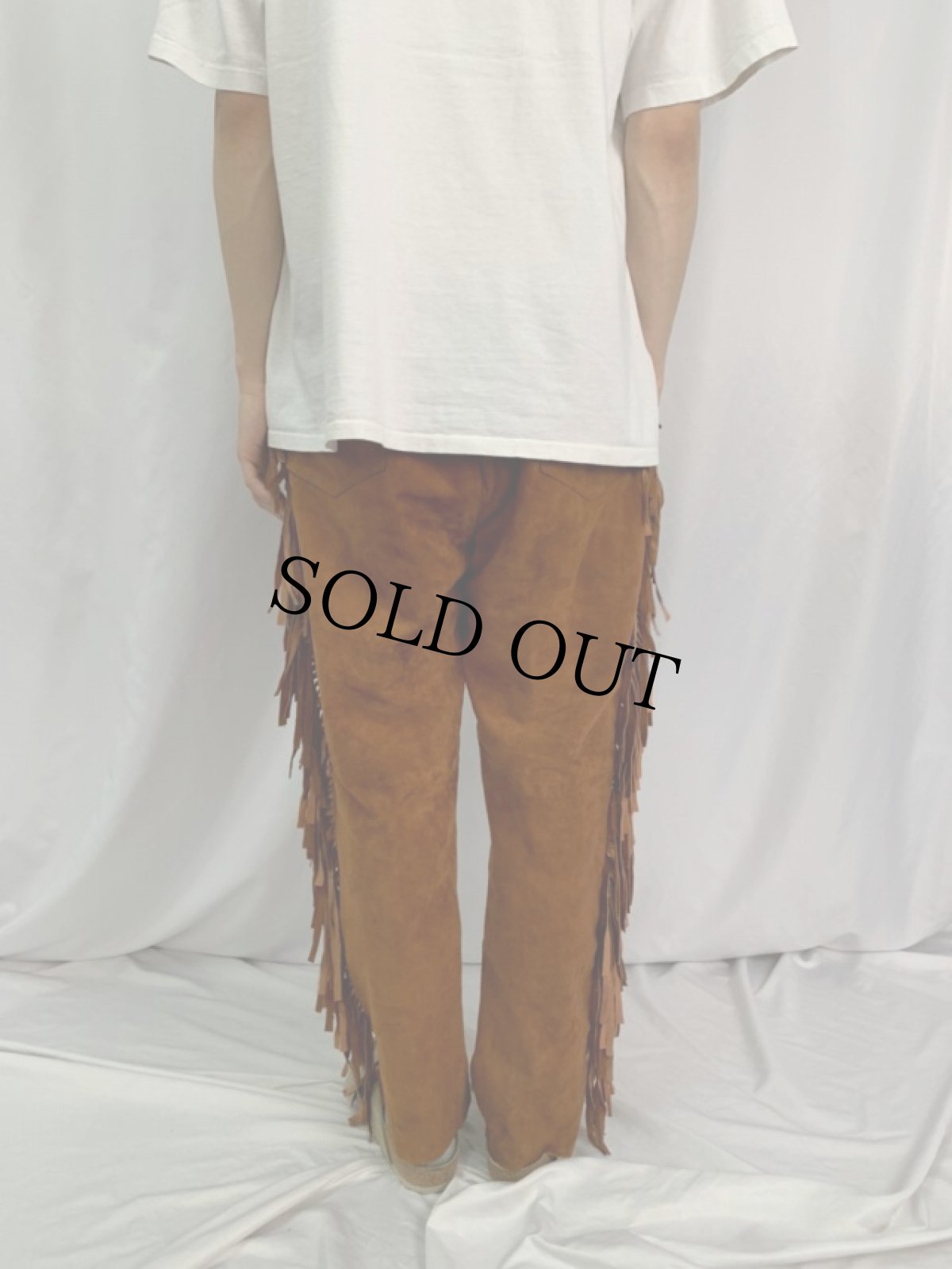 画像4: フリンジデザイン スエードパンツ W30 (4)