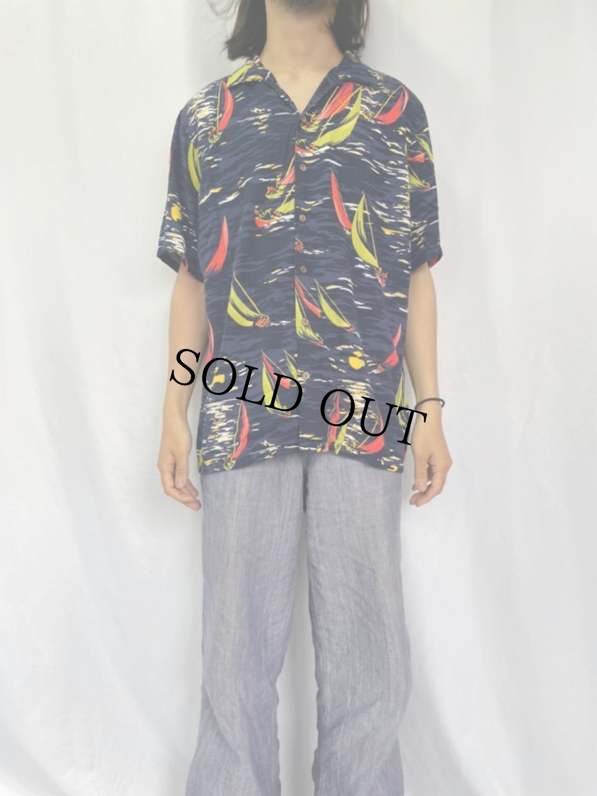 画像2: POLO Ralph Lauren "CLASSIC FIT" オールオーバーパターンアロハシャツ L (2)