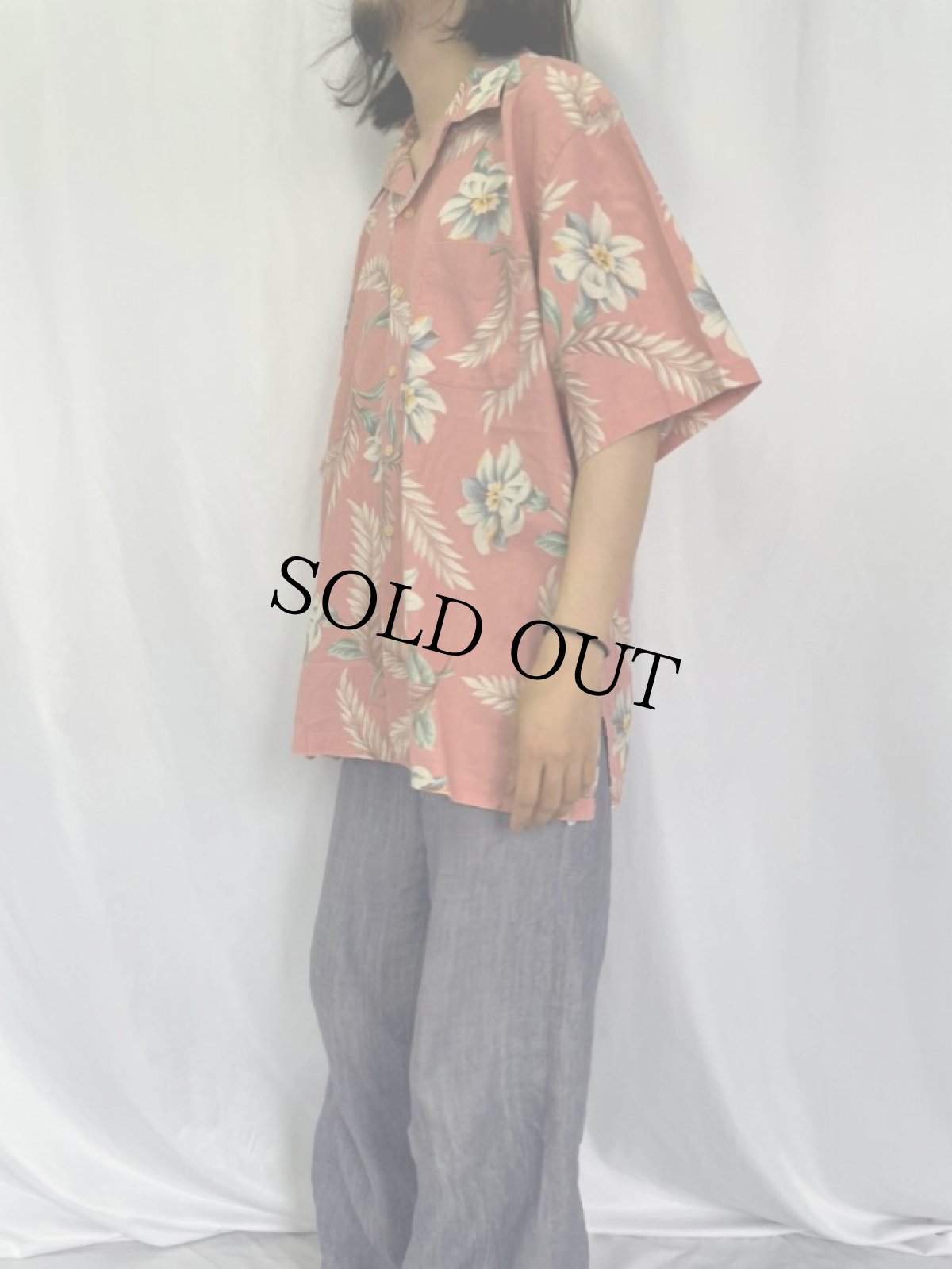 画像3: 90's POLO Ralph Lauren 猫目ボタン 花柄 オープンカラーシャツ XL (3)