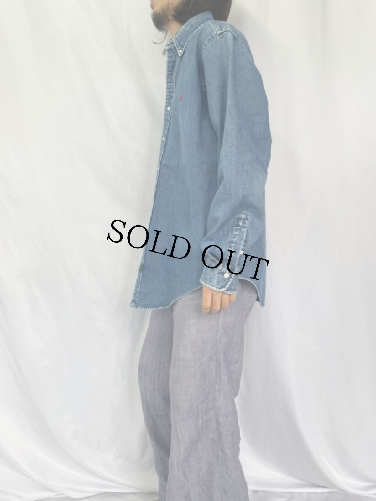 画像3: 90's POLO COUNTRY Ralph Lauren ボタンダウンデニムシャツ XL (3)