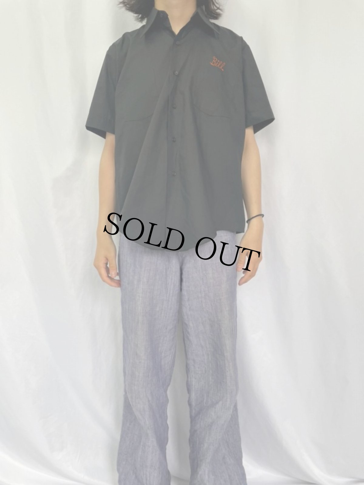 画像2: 70〜80's KENT'S チェーン刺繍 ボーリングシャツ XL (2)