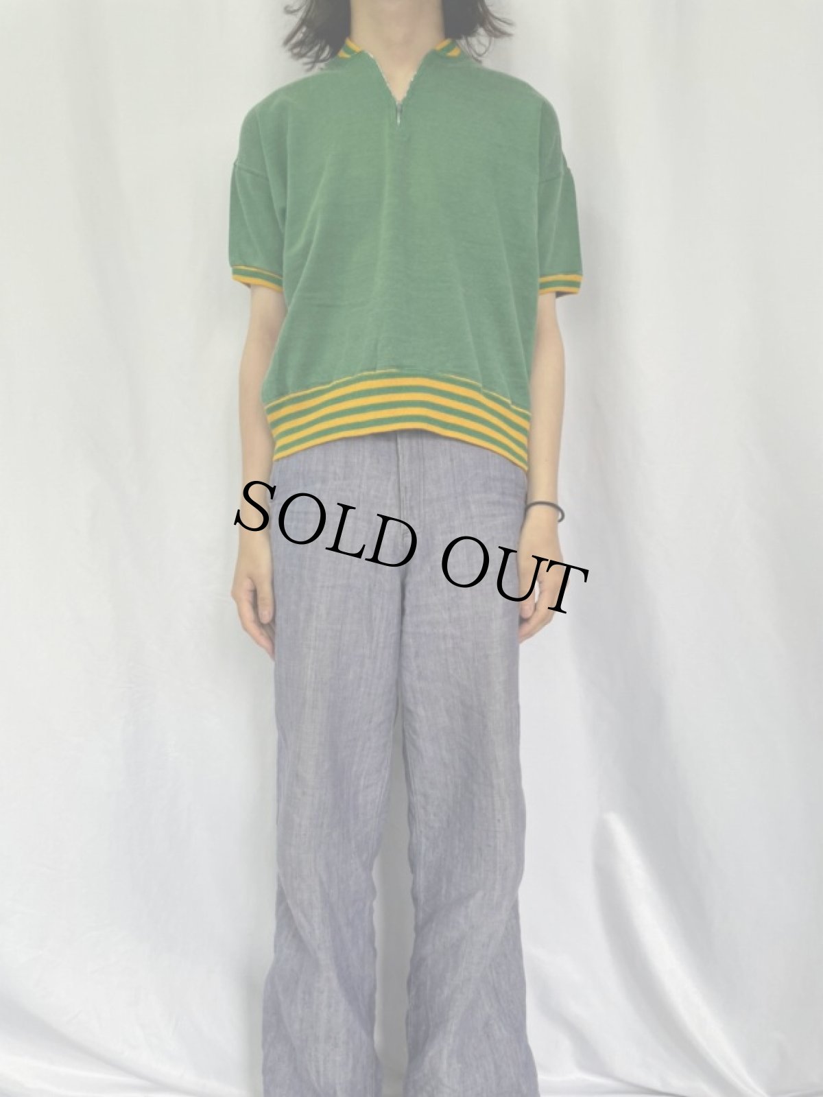 画像2: 60's RUSSELL SOUTHERN USA製 ハーフジップ 半袖スウェット L (2)