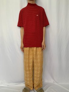 画像2: 〜70's HANGTEN ロゴ刺繍 ボーダー柄Tシャツ L (2)