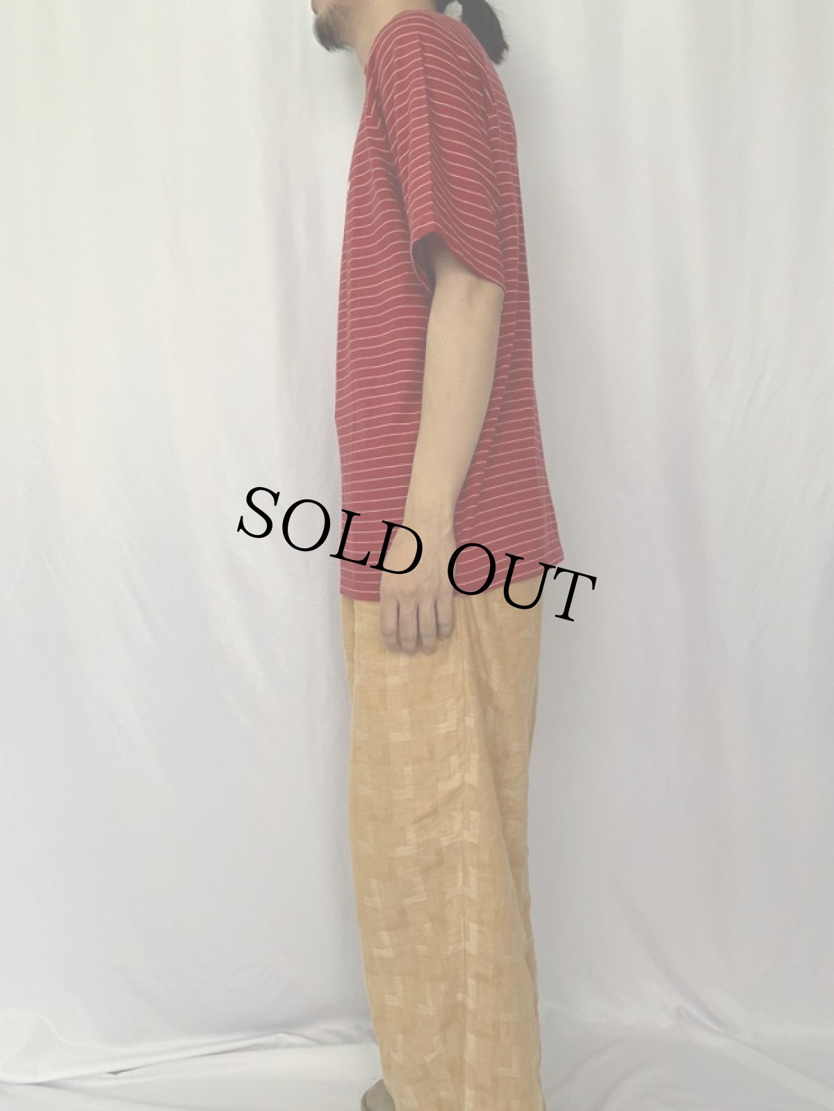 画像3: 〜70's HANGTEN ロゴ刺繍 ボーダー柄Tシャツ L (3)