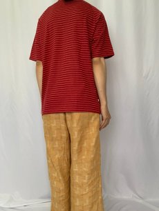 画像4: 〜70's HANGTEN ロゴ刺繍 ボーダー柄Tシャツ L (4)