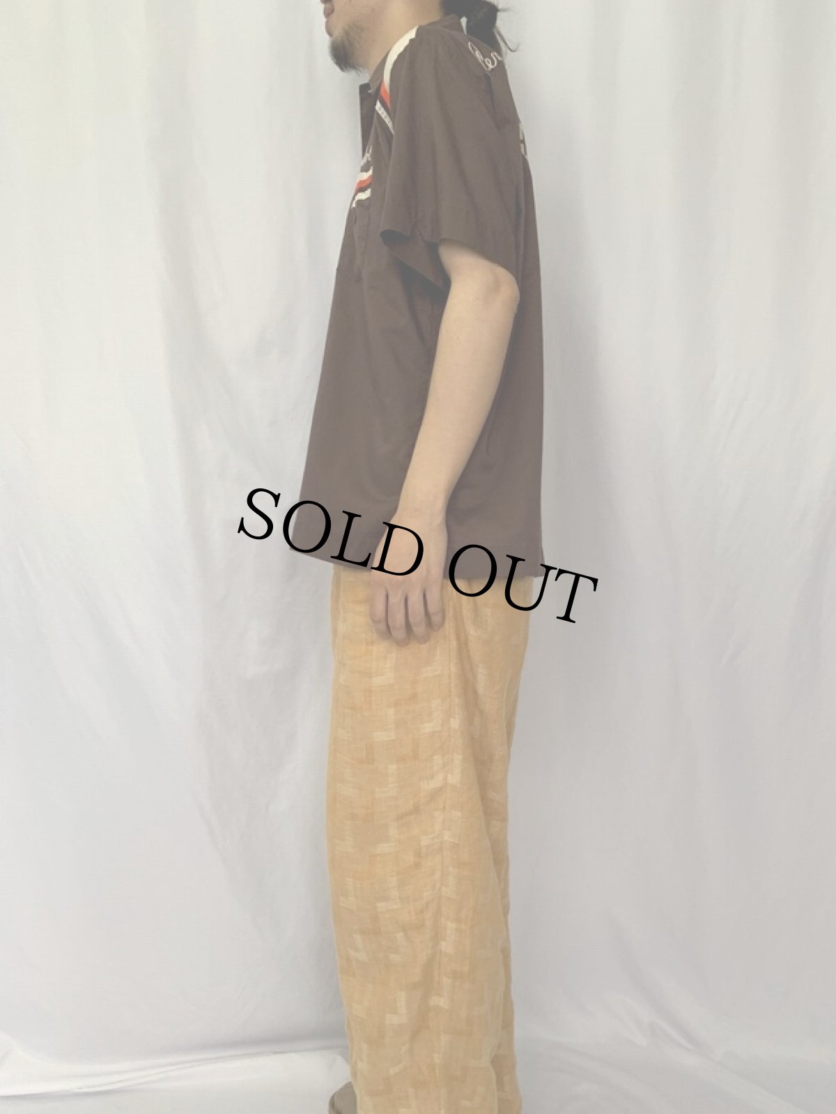 画像3: 70's Hilton USA製 "Amerock" フロッキープリント ボーリングシャツ L (3)