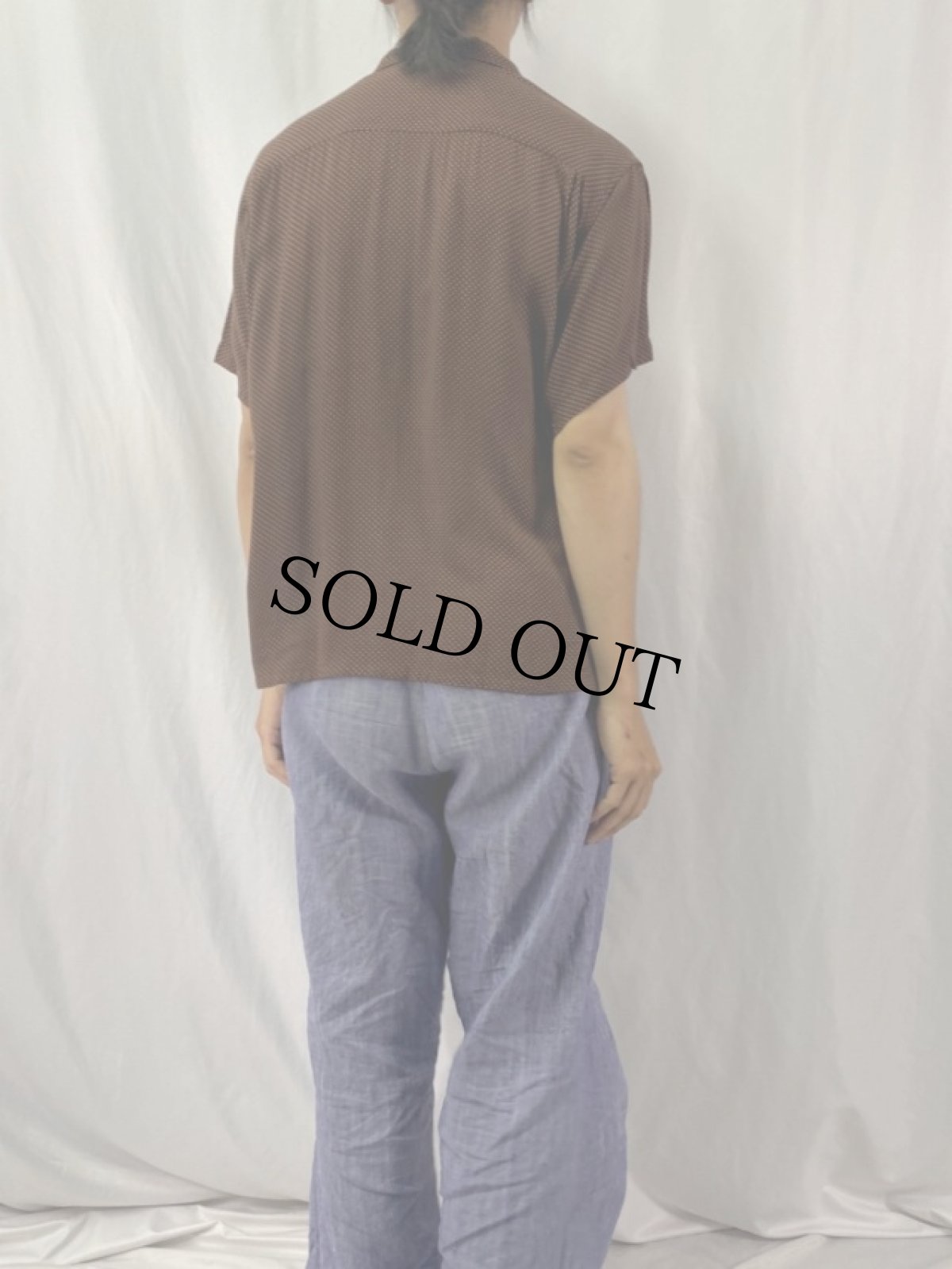 画像4: 50〜60's REIS ドット柄 オープンカラーシャツ L (4)