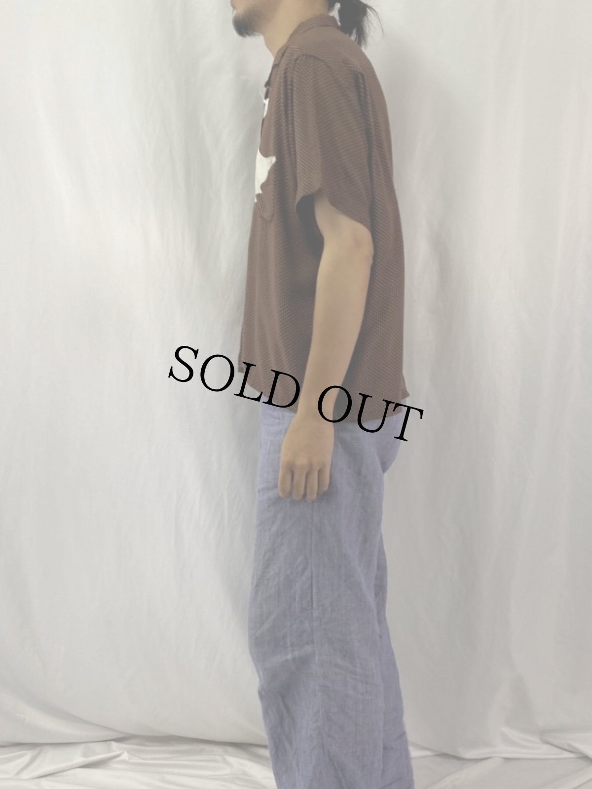 画像3: 50〜60's REIS ドット柄 オープンカラーシャツ L (3)