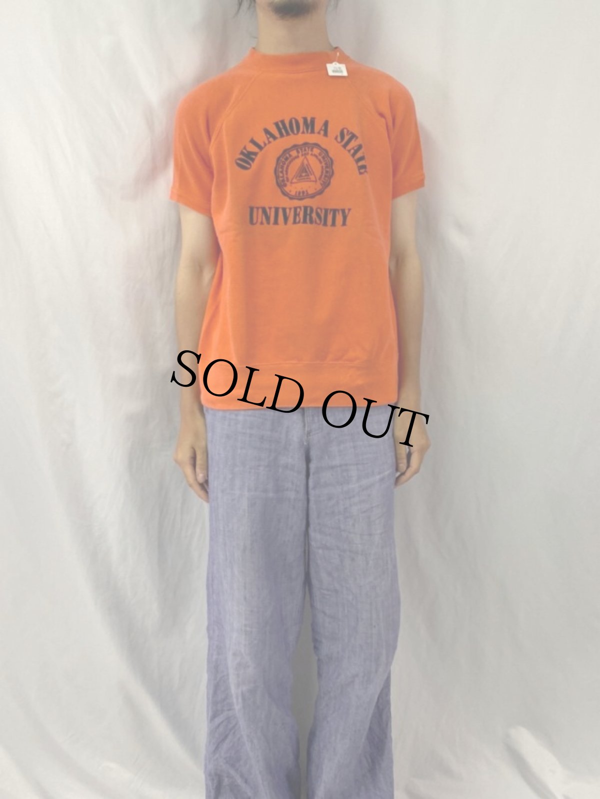 画像2: 60's ARTEX "OKLAHOMA STATE UNIVERSITY" フロッキープリント半袖スウェット XL (2)