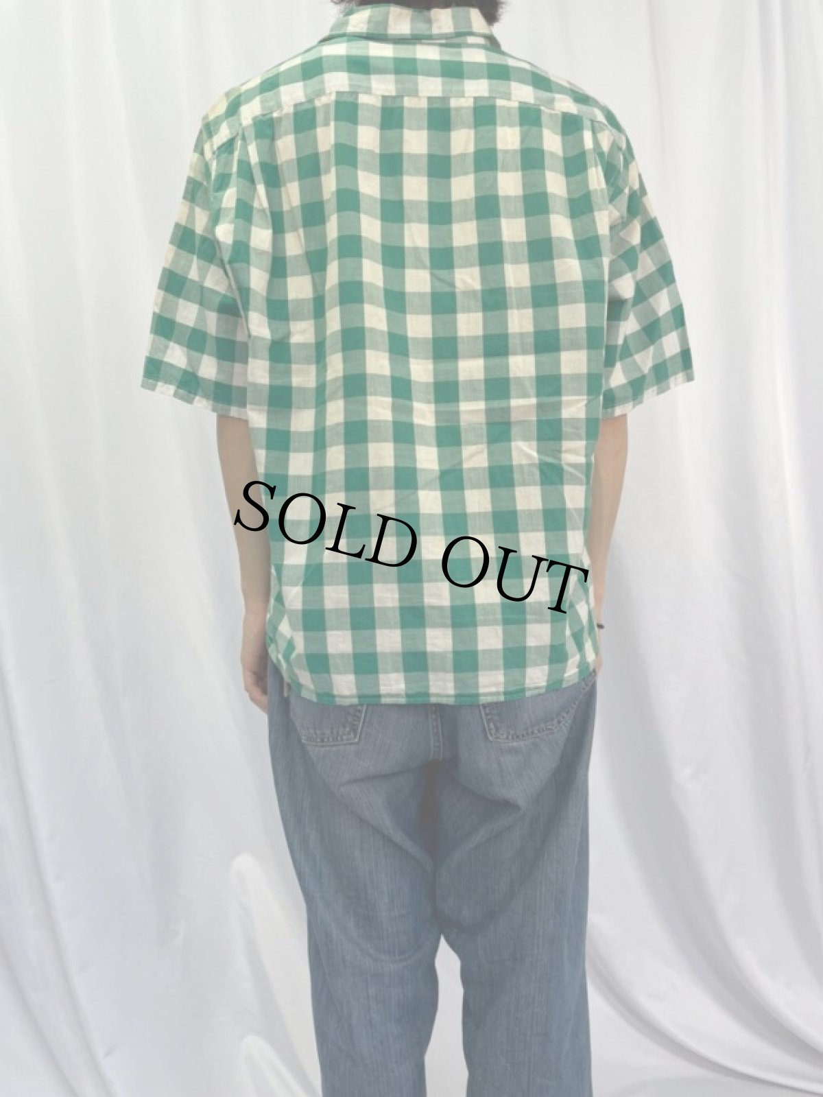 画像4: 50〜60's McGREGOR USA製 ブロックチェック柄 コットンオープンカラーシャツ XL (4)