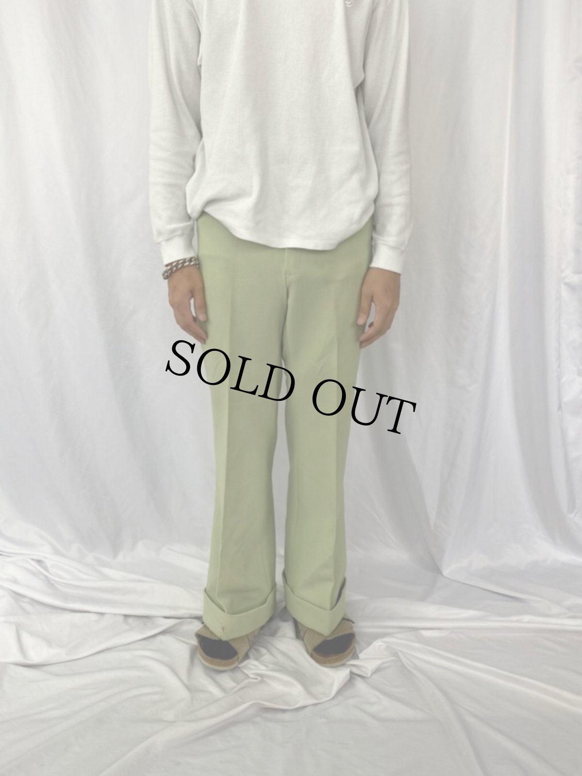 画像2: 70's PERMANENT PRESS 柄織 フレアスラックス W31 タグ付き (2)