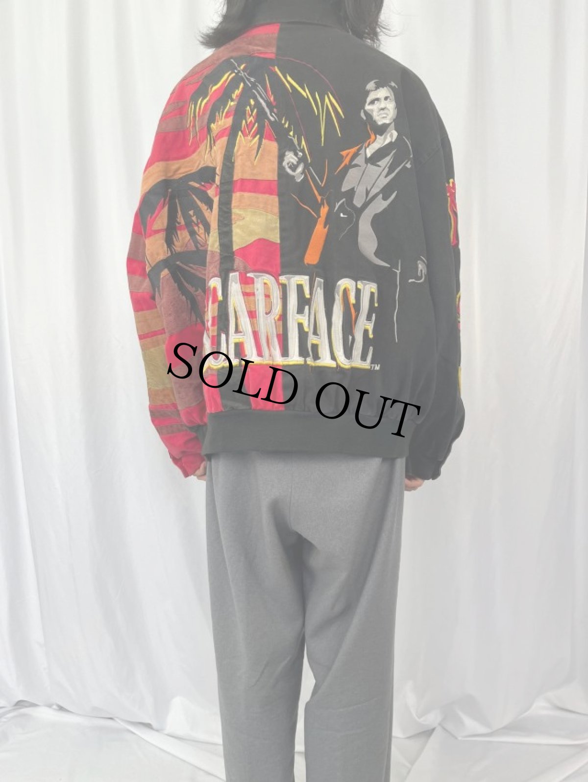 画像5: 90's JH DESIGN "SCARFACE" レザー切り替え 刺繍レーシングジャケット 3XL (5)