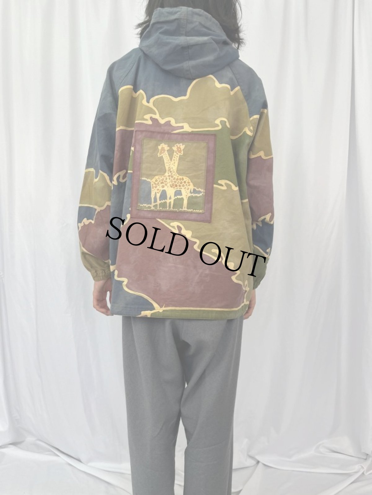 画像5: キリン柄 ろうけつ染め フルジップパーカー (5)