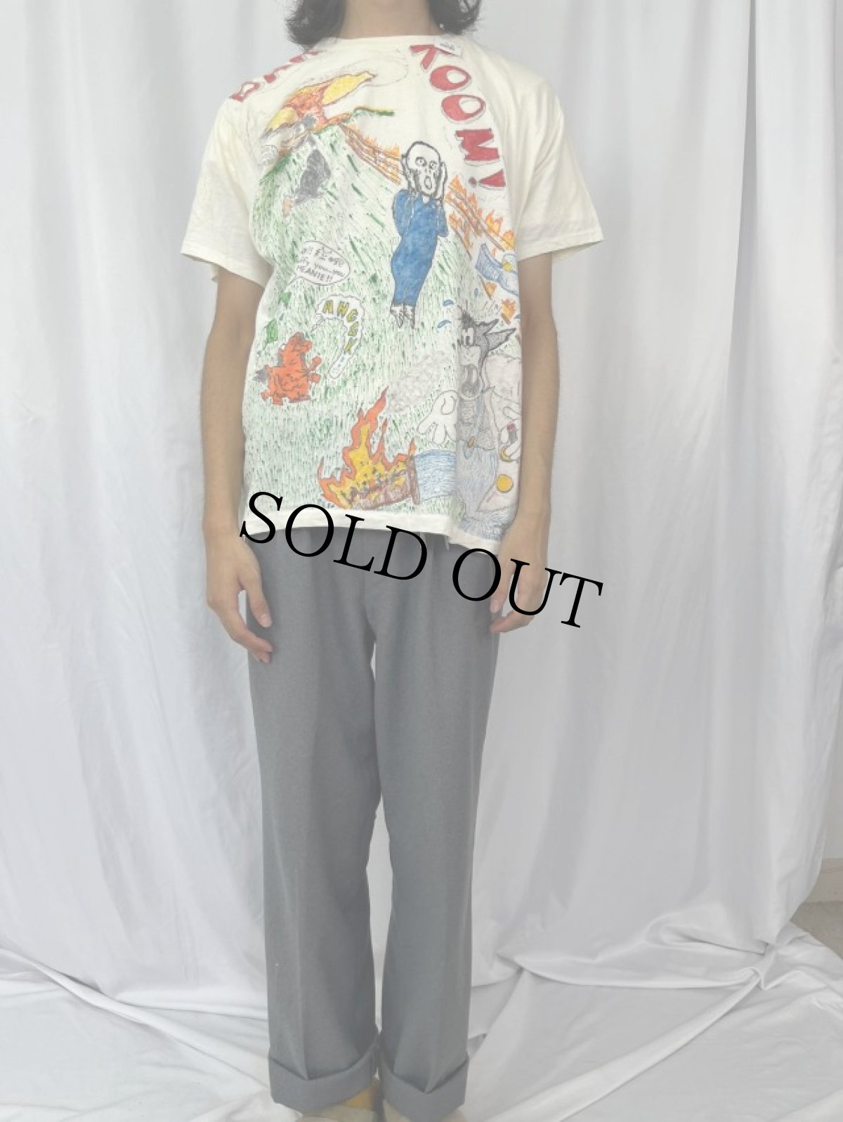 画像2: 80's USA製 ハンドペイント Tシャツ XL (2)