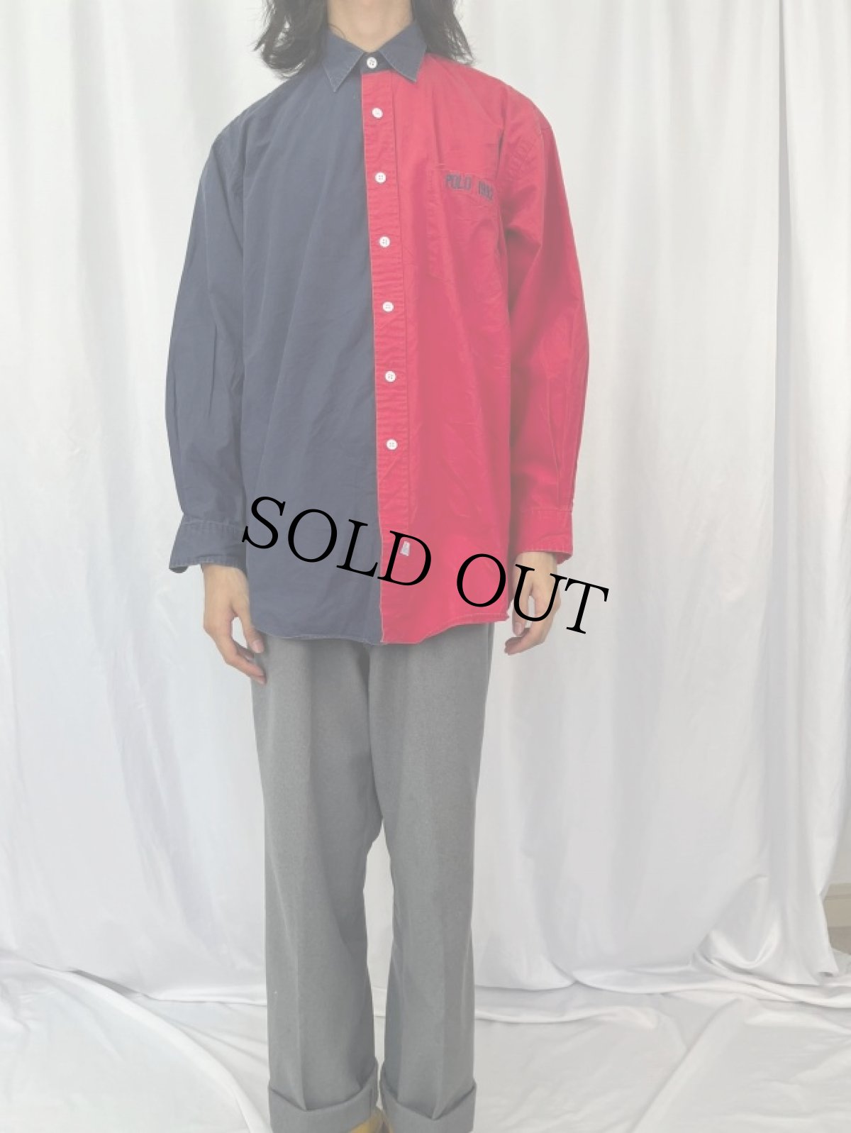 画像3: 90's POLO Ralph Lauren "POLO 1992" 切り替えデザインシャツ M (3)