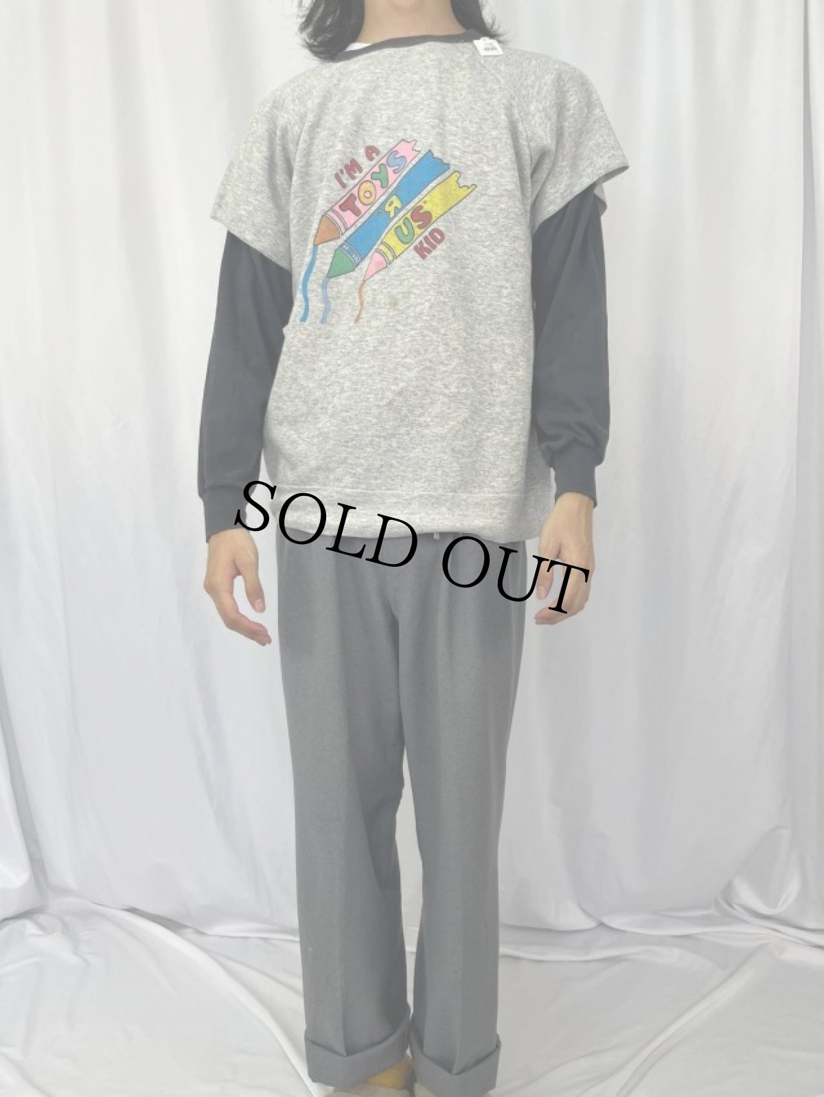 画像2: 80's TOYS“Я”US USA製 レイヤードデザイン 企業スウェット (2)