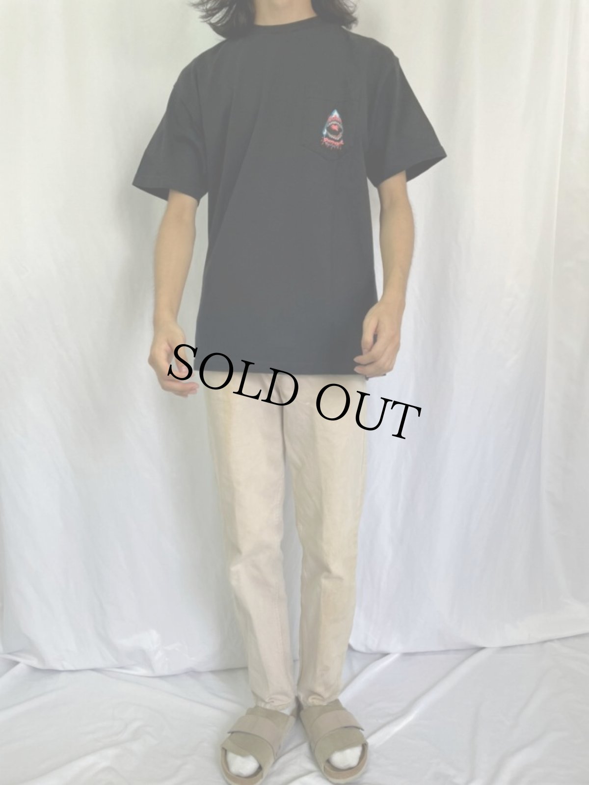 画像2: SANTA CRUS "SPEED WHEELS" サメイラストTシャツ L (2)