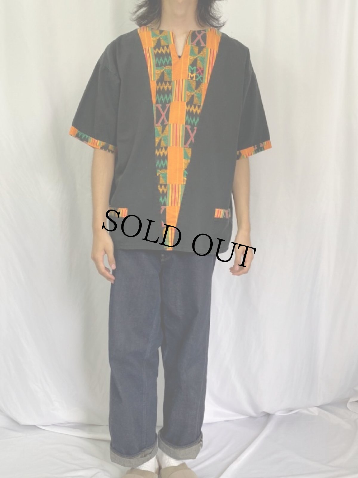 画像2: "マルコムX" バティック柄 プルオーバーシャツ (2)