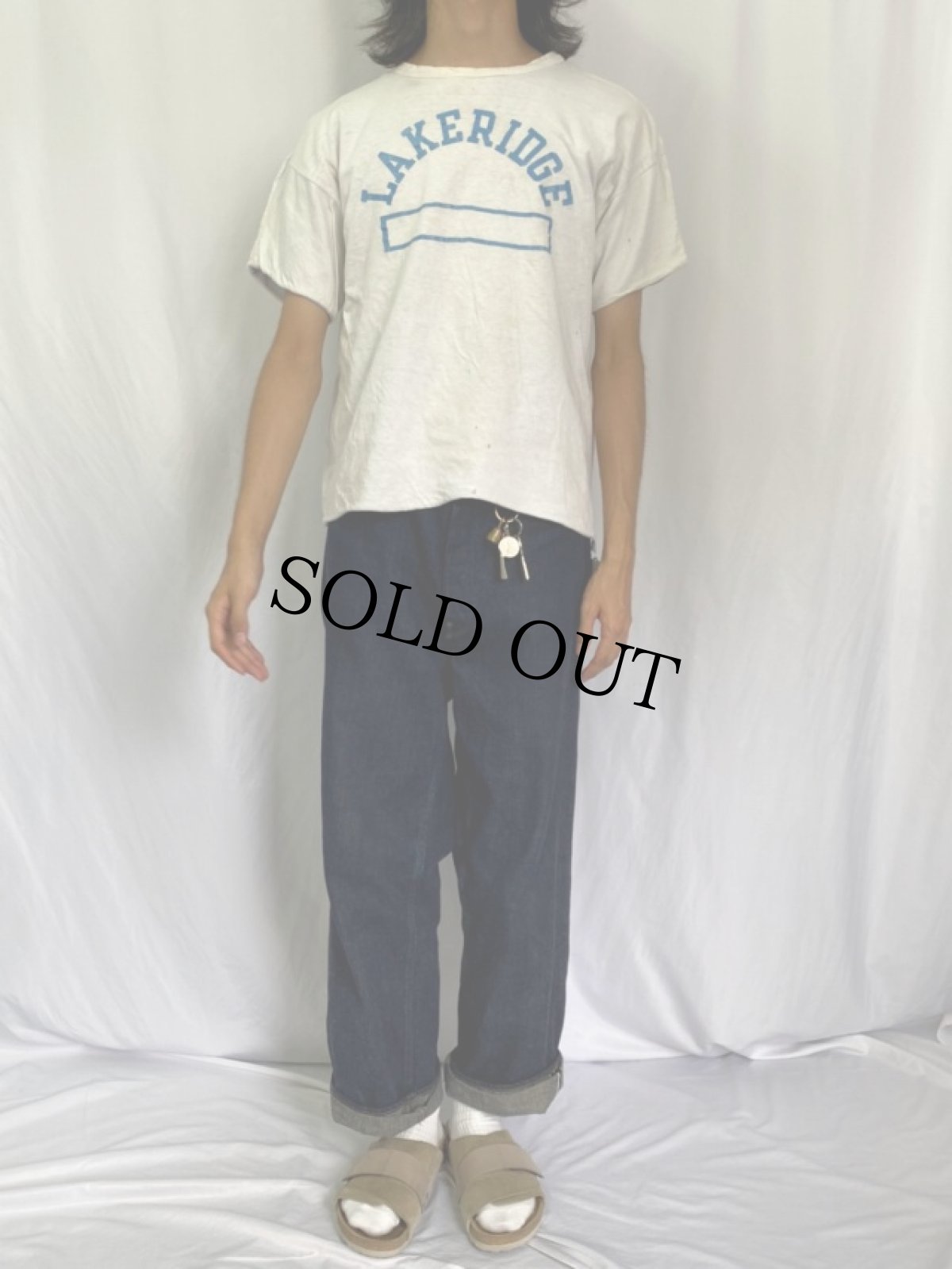 画像3: 70〜80's Champion USA製 バータグ ラバープリント ダブルフェイス カレッジTシャツ L (3)